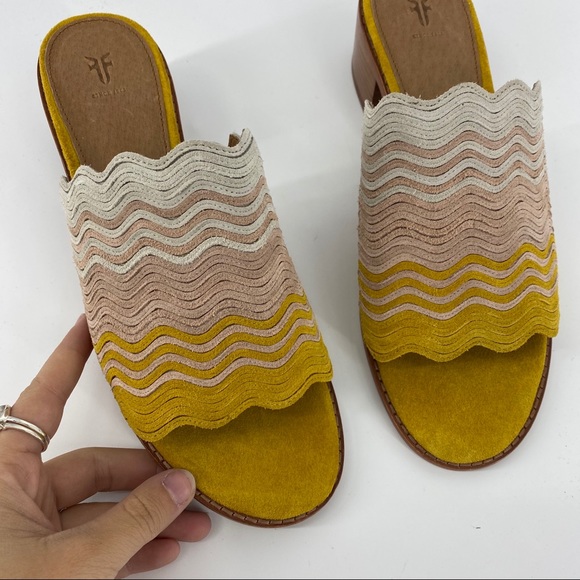 Frye yellow pink retro suede wave miles NEW - Picture 4 of 9